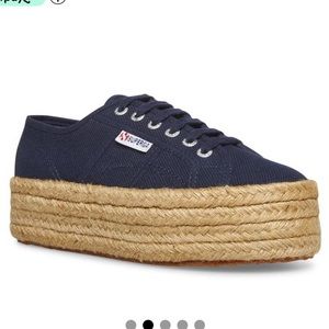 Superga 2790 Navy Platform Rope Sneakers celeb fav